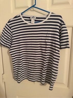 Savvy Navy and White Striped Short Sleeve Tee
